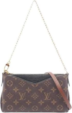 Louis Vuitton Pre-owned Pallas Clutch Monogram 2way Bag - Dames - Vintage Mini Tas - Bruin - ONE Size - Leer - Vintage