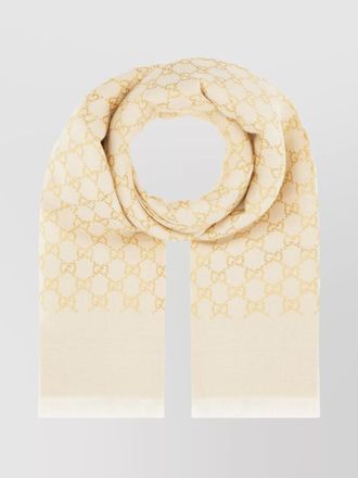 Gucci embroidered reversible wool blend scarf
