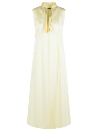 Jil Sander Kleid aus elfenbeinfarbenem Acetat und Viskose