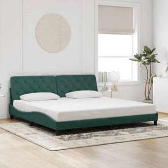 vidaXL Estructura Cama Sin Colch&oacute;n Terciopelo Verde Oscuro 200x200 Cm Vidaxl