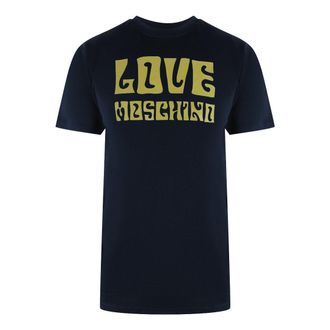 Love Moschino Heren Groovy Katoenen T-Shirt (Marineblauw)