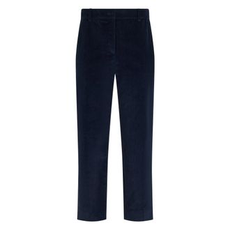 Max Mara Marruca Fluwelen Broek - Dames - Straight fit broeken - Blauw - XS - Katoen - Broeken