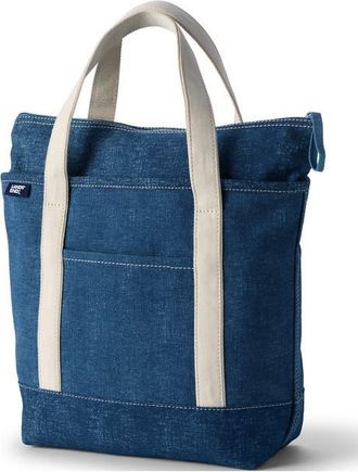 Lands End Zip Top Canvas Tote Bag in Denim Blue at Nordstrom, Size Medium