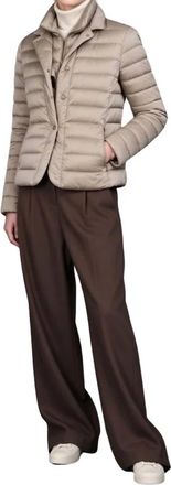 Moorer Stand Collar Short Down Jacket In Tortora