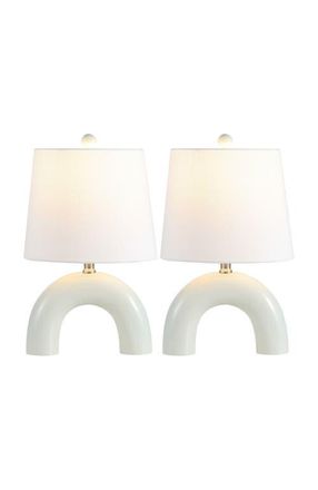 Jonathan Y Designs Zadie 17.75 Scandinavian Minimalist Ceramic Arch LED Table Lamp in Blue Gray at Nordstrom