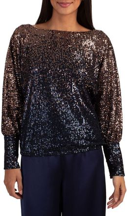 Trina Turk Sequin Top in Moonstone/Midnight at Nordstrom Rack, Size Small