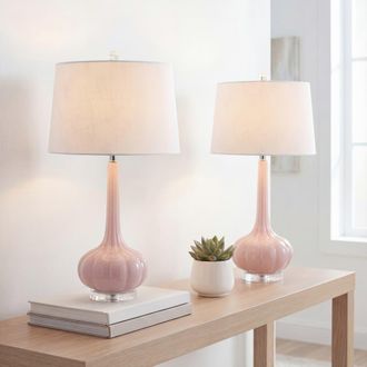 Jonathan Y Designs Bette 28.5 Glass Teardrop LED Table Lamp in Pink at Nordstrom