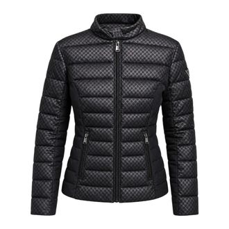 Guess Down Jackets, female, Black, Size: XS New Vona Block Embos Puffer Jacket