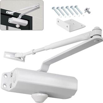 OEM Cierrapuertas Hidr&aacute;ulico Con Retenedor, Cierre Autom&aacute;tico Ajustable, Cierrapuertas Muelle De Aluminio Para Comercial Y Hogar Puerta De 25-45 Kg Con Vi