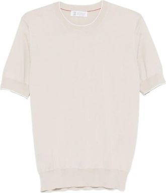 Brunello Cucinelli Cotton Lightweight Knit T-Shirt With Contrast Detai