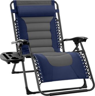 Best Choice Products Oversized Padded Zero Gravity Chair, Folding Outdoor Patio Recliner w/ Side Tray