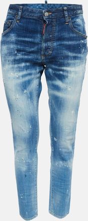 Dsquared2 Blue Washed & Distressed Denim Skinny Dan Jeans