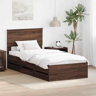 vidaXL Estructura De Cama Roble Marr&oacute;n 90 X 200 Cm Madera Ingenieril Vidaxl