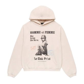 Homme + Femme Mens Snow Bunny Hoodie In Cream
