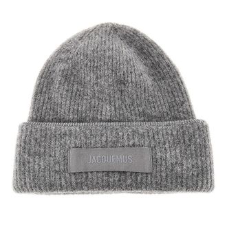 Jacquemus Knitted beanie hat with gros-grain logo Woman One Size