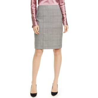 BOSS Modern Check Virgin Wool Pencil Skirt in Petal Fantasy at Nordstrom Rack, Size 12