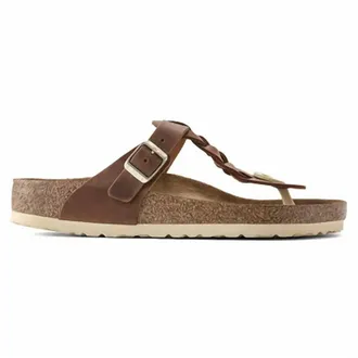 Birkenstock Womens Gizeh Braid Thong Sandal In Cognac Oiled