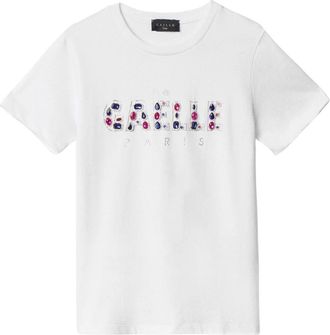 Ga&euml;lle Paris Heart Detail Jewel T-Shirt - Dames - T-shirts - Wit - XS - Tops