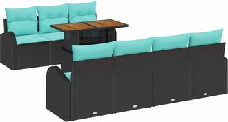 vidaXL Conjunto De Sof&aacute; De Jard&iacute;n 8 Uds. Negro Polirat&aacute;n Vidaxl