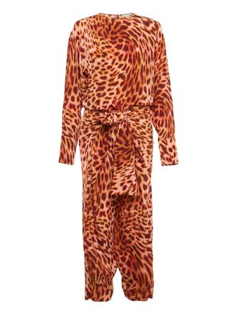 Stella McCartney leopard-print silk jumpsuit - Brown