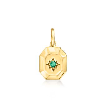 RS Pure by Ross-Simons 14kt Yellow Gold North Star Charm With Single Emerald