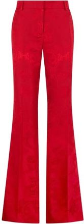 Roberto Cavalli Florentine Flowers Jacquard Flare Pants - Dames - Wijde Broeken - Rood - S - Katoen - Broeken