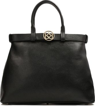 Kazar Trapeze tas versierd met een band - Dames - Handtassen - Zwart - ONE Size - Leer - Tassen