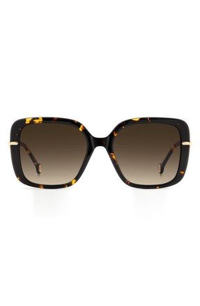 Carolina Herrera Her 55mm Gradient Square Sunglasses in Havana/Brown Sf at Nordstrom