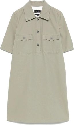 A.P.C. A.p.c., Kleedjes, Dames, Groen, M, Katoen, Selia Mini Jurk
