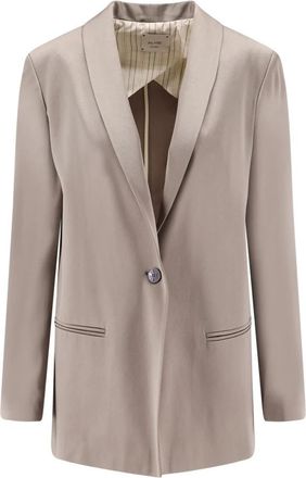 Alysi Enkelrijige satijnen blazer - Dames - Blazers - Grijs - L - Satijn - Jassen