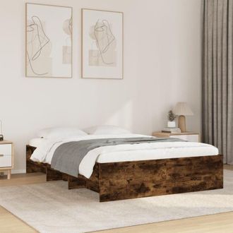 vidaXL Vidaxl - Estructura De Cama Madera De Ingenier&iacute;a Roble Ahumado 135x190cm