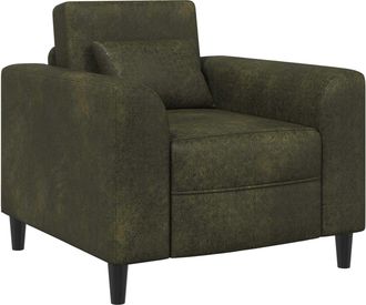 vidaXL Sill&oacute;n Verde Militar Cuero De Suede Sint&eacute;tico Vidaxl