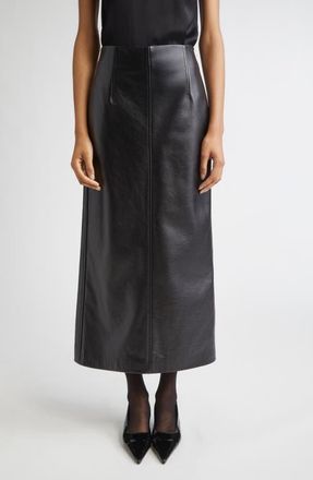 Toteme Straight Leather Skirt in Black at Nordstrom, Size 4 Us