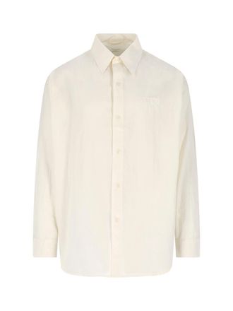 Mfpen Cream Essay Classic Collar Cotton Shirt