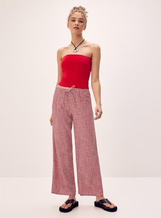Twik Wide-leg linen blend print pant