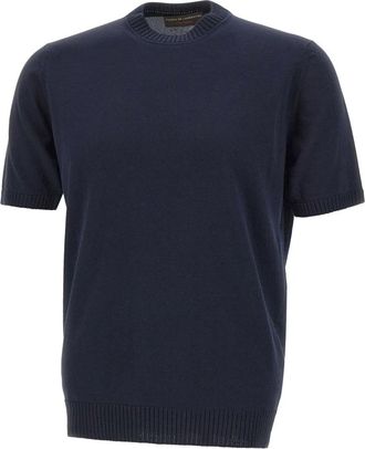 FILIPPO DE LAURENTIIS Short Sleeve Crew Neck Sweater - Heren - Ronde hals truien - Blauw - 2XL - Katoen - Truien & Vesten