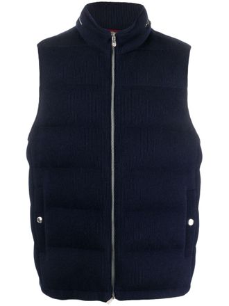 Brunello Cucinelli Geribbelde bodywarmer - Blauw