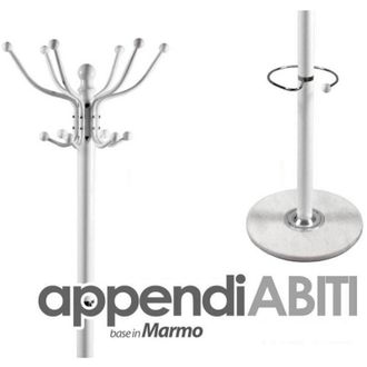 Trade Shop Trade Shop Traesio - Attaccapanni Appendiabiti Piantana In Metallo 12 Ganci Con Portaombrelli Bianco