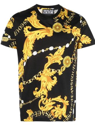 Versace Jeans Couture T-shirt met barokprint - Zwart
