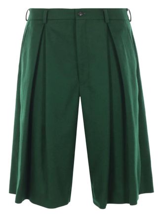 Comme Des Garçons pleated darted wool shorts - men - Wool - S - Green