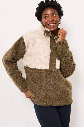 Fat Face FatFace Lucy Olive Green Colour Block Fleece