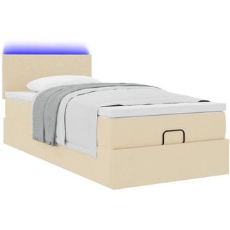 vidaXL Cama Otomana Con Colch&oacute;n De Tela Color Crema 100x200 Cm Vidaxl