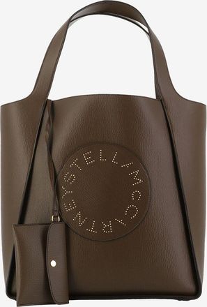 Stella McCartney Shopper aus veganem genarbtem Leder mit Nieten STELLA Logo