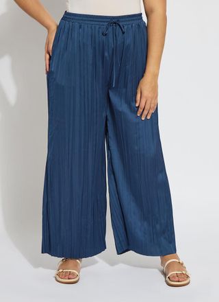 Lyss&eacute; The Packable Pleated Palazzo Pant Curvy - Capri Blue (28 Inseam)