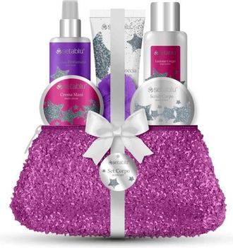 Trade Shop Trade Shop - Set De Regalo 6pcs Agua Perfumada Crema De Mano Loci&oacute;n Scrub Body Borddop Embrague Bolsa