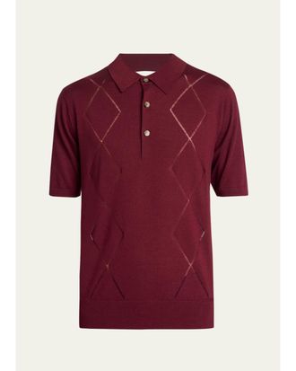 Dries Van Noten Mens Cotton Argyle Wool Polo