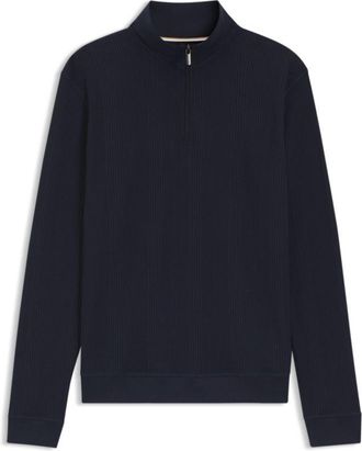 BOSS Cotton-blend zipper-neck sweatshirt with waffle structure