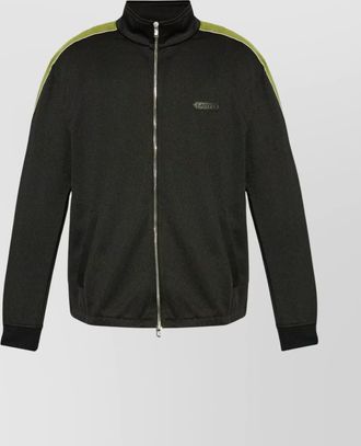 Lanvin mock neck logo appliqu&eacute; zip sweatshirt