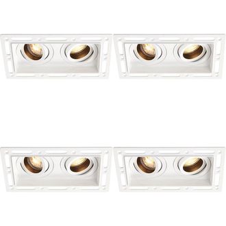Loops 4 PACK Twin Trimless Plaster-In Downlight - 2 x 50W GU10 Reflector LED - White