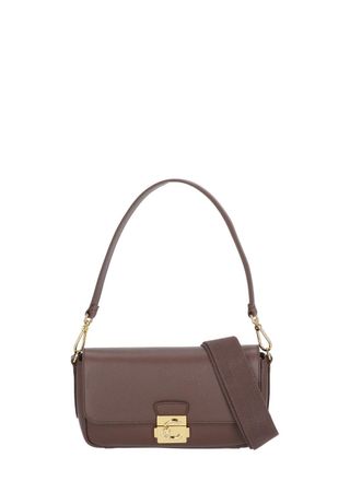 Coccinelle Medium Shoulder Bag with Gold-tone Lock and Adjustable Strap
